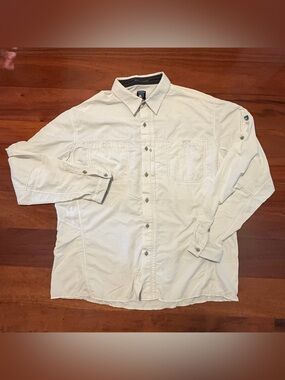Kuhl Airspeed Shirt Men’s Small Ivory Button Up Long Sleeve Outdoor Fishing Vent